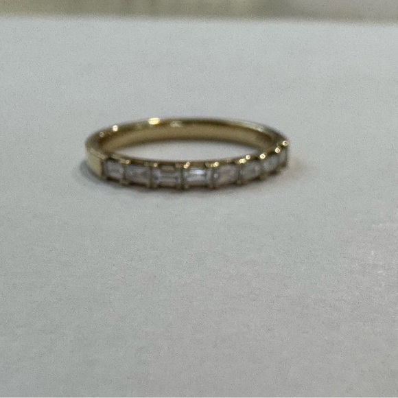 Aurate 14k gold half diamond baguette ring - Picture 3 of 8